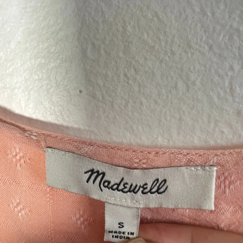 Madewell Peplum Top Womens Small 100% Cotton Orange Coral Puff Sleeve